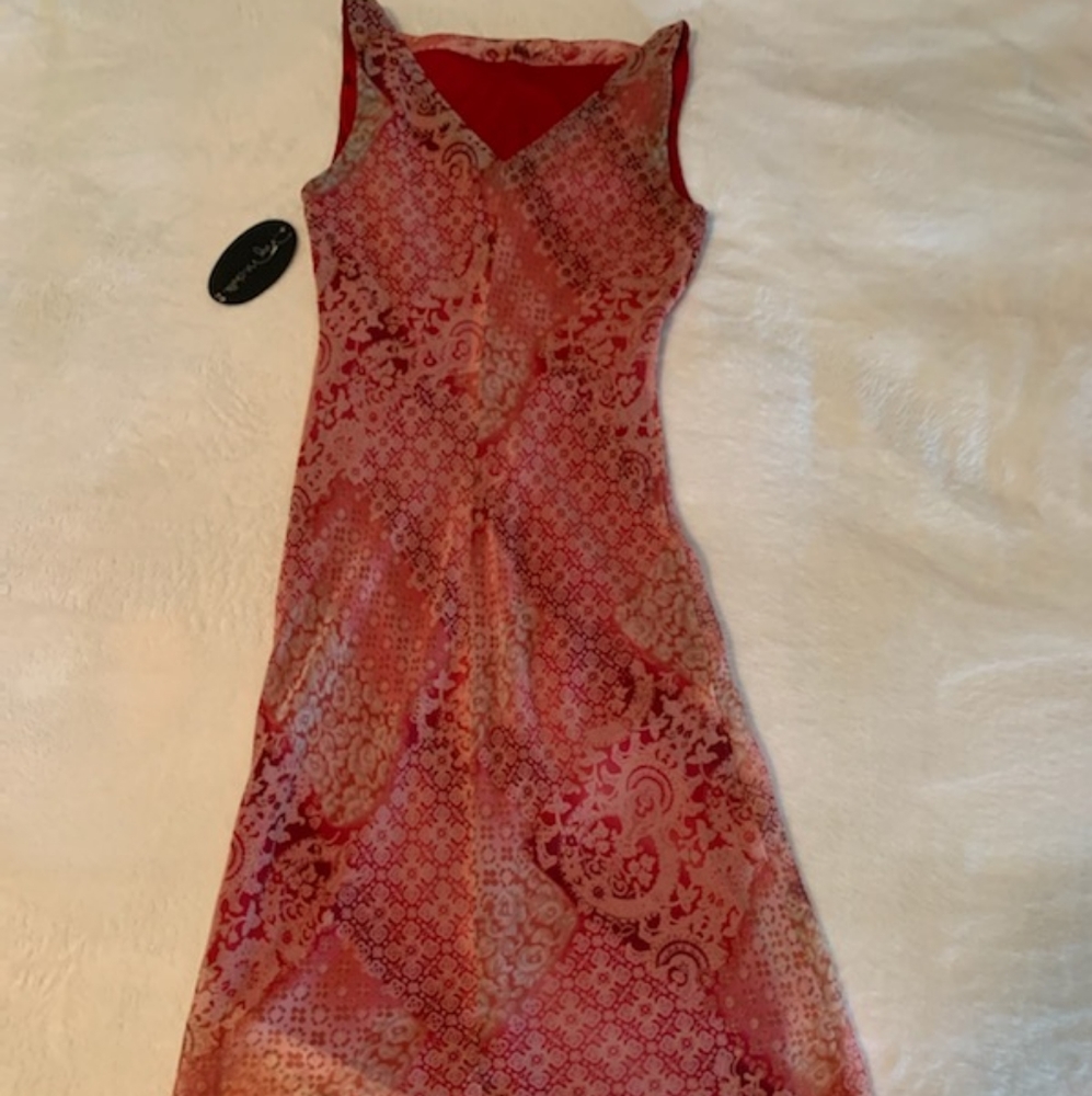 My michelle red and orange flowy dress
